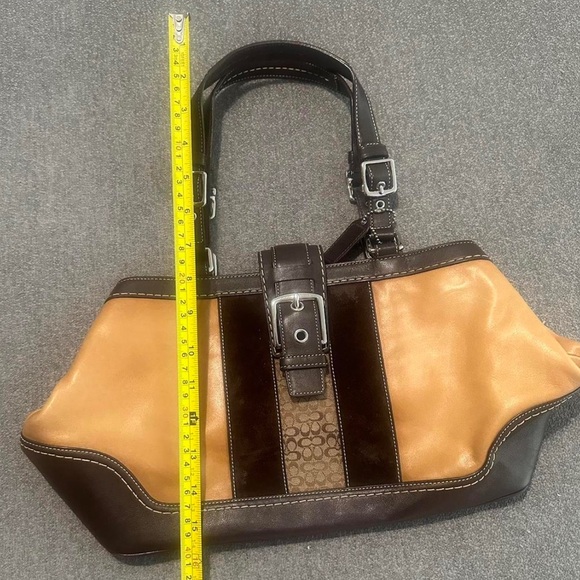 Coach Hamptons Carryall F11345 Brown & Tan Leather Satchel Tote - Picture 8 of 8